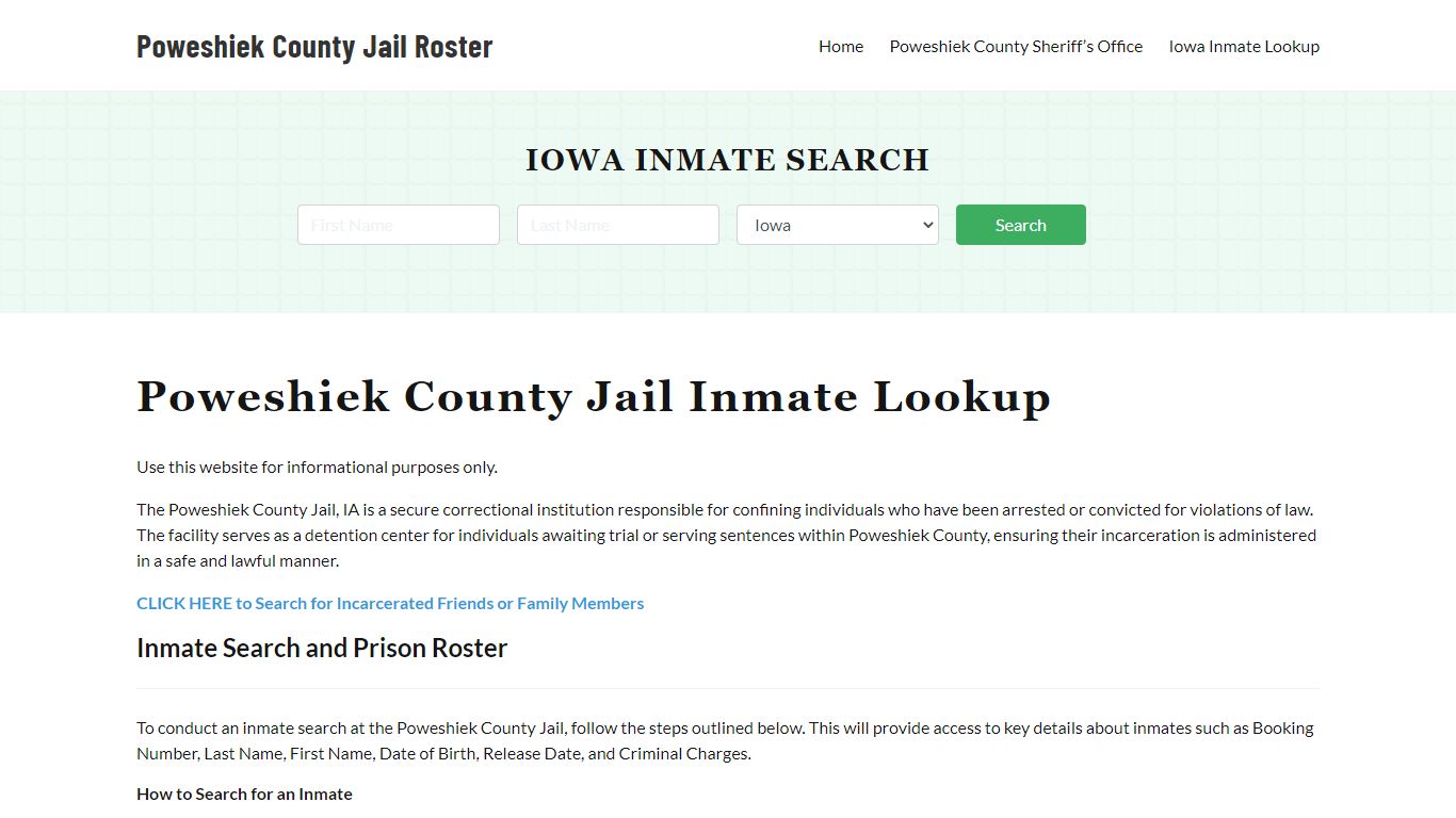 Poweshiek County Jail Roster Lookup, IA, Inmate Search