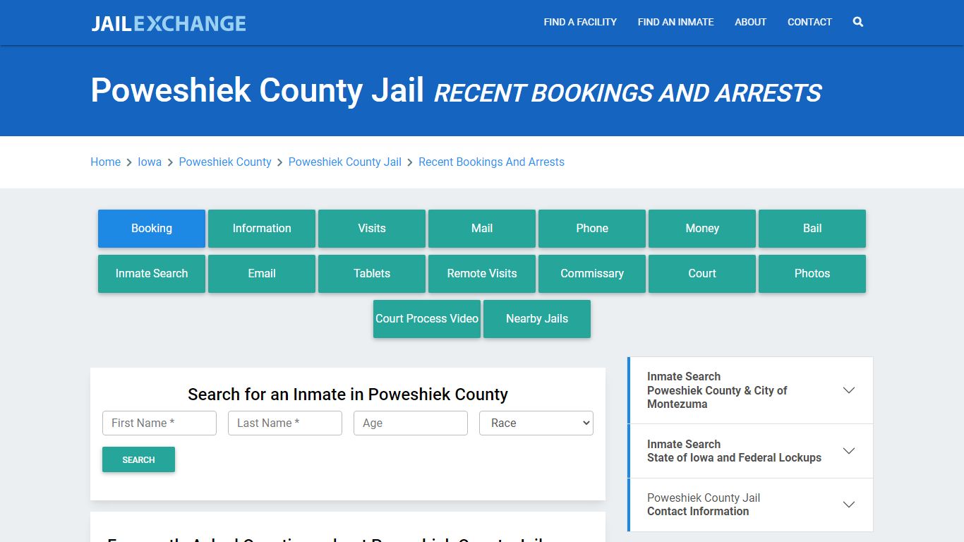 Poweshiek County Jail Recent Bookings And Arrests - Jail Exchange